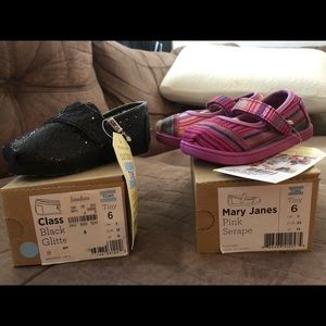 2 pairs of Toms Tiny Girls Shoes